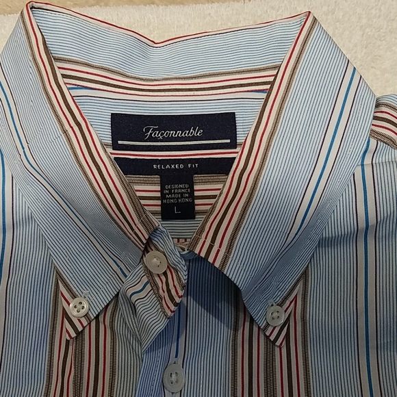 FACONNABLE MEN'S STRIPED SHIRT LARGE - Picture 3 of 4